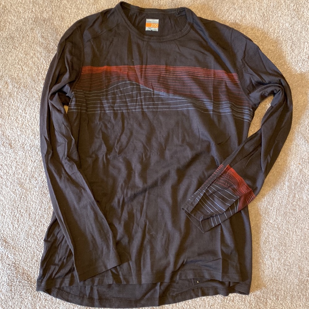 Icebreaker Black and Red Long Sleeve Tee - Picture 1 of 2